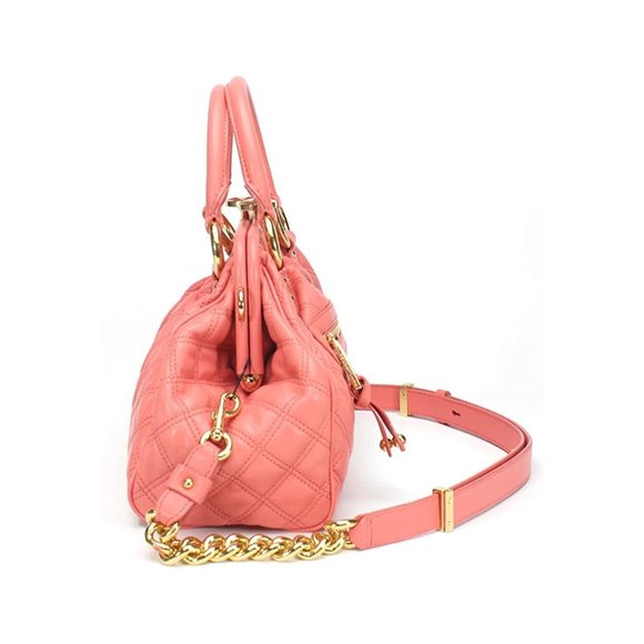 Marc Jacobs Quilted Leather Mini Stam Shoulder Bag FLAMINGO - Picture 2 of 11